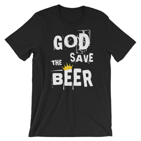 God Save The Beer Short Sleeve Jersey Black T-Shirt