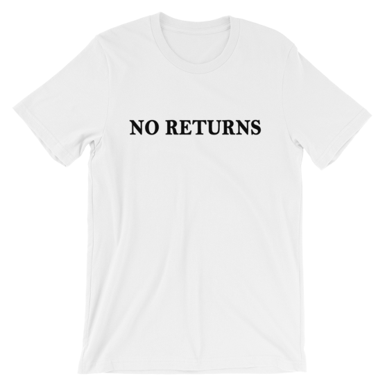 No Returns Short Sleeve Jersey White T-Shirt