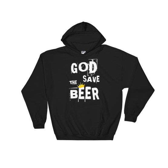 God Save The Beer Heavy Blend Black Hooded Sweatshirt