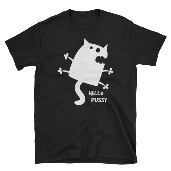 Hello Pussy Unisex Softstyle Black T-Shirt