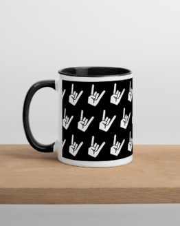 Devil's Horns Black Coffee Mug Right Side