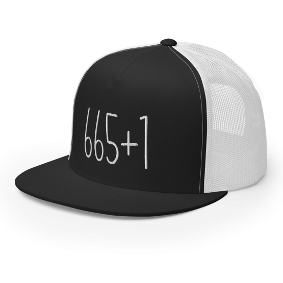 666 The Number Of The Beast Black and White Trucker Cap Side