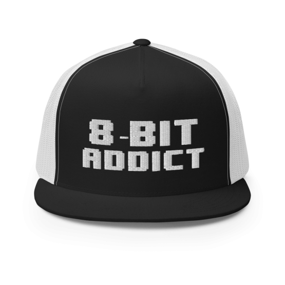 8-Bit Addict Black and White Snapback Trucker Cap