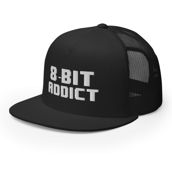 8-Bit Addict Black Snapback Trucker Cap Side