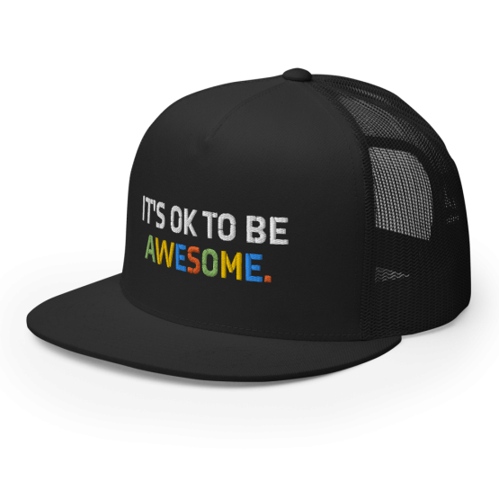 It's OK To Be Awesome Black Snapback Trucker Cap Side