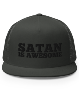 Satan Is Awesome Charcoal Snapback Trucker Cap