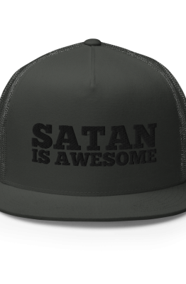 Satan Is Awesome Charcoal Snapback Trucker Cap