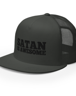 Satan Is Awesome Charcoal Snapback Trucker Cap Side