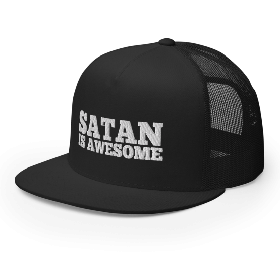 Satan Is Awesome Snapback Trucker Cap Side