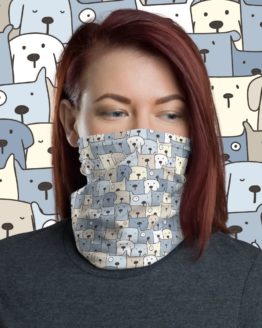Charming Puppies Neck gaiter face shield women front with background