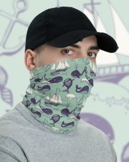 Hipster Marine Theme Neck Gaiter Men Face shield with background