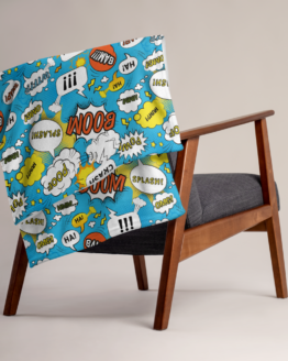 Comic Bubbles Throw Blanket Folded on Chair