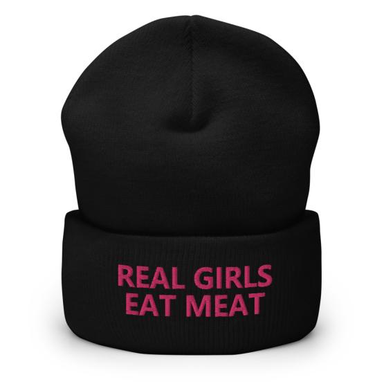Real Girls Eat Meat Black Cuffed Beanie