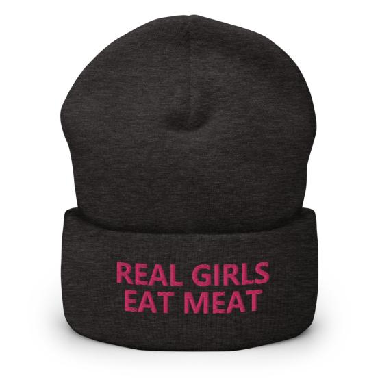 Real Girls Eat Meat Dark Grey Cuffed Beanie