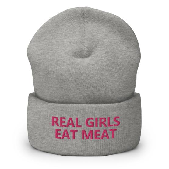 Real Girls Eat Meat Grey Cuffed Beanie
