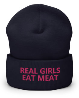Real Girls Eat Meat Navy Cuffed Beanie