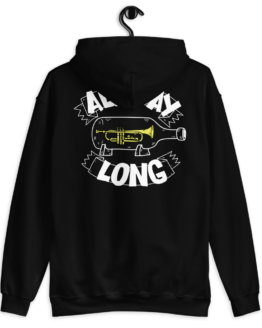 All Day Long Unisex Black Hoodie With Front And Back Print Back