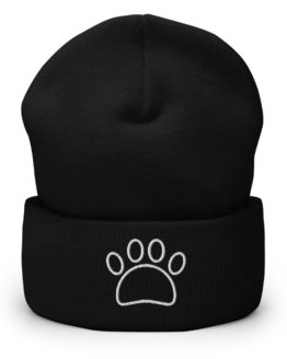 Embroidered Paw Winter Hat Black