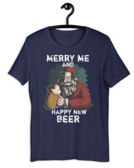 Merry Me And Happy New Beer Short-Sleeve Navy Unisex T-Shirt