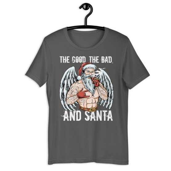 The Good The Bad And Santa Asphalt Short-Sleeve Unisex T-Shirt Flat