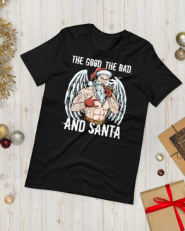 The Good The Bad And Santa Short-Sleeve Unisex T-Shirt Flat