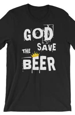 God Save The Beer Short Sleeve Jersey Black T-Shirt