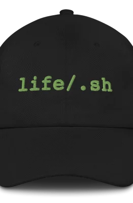 Life Is Code Black Dad Hat Front