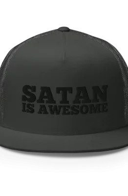 Satan Is Awesome Charcoal Snapback Trucker Cap