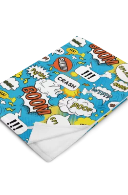 Comic Bubbles Throw Blanket Folded